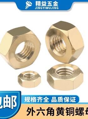 速发六角铜螺母 普通外六角黄铜螺帽 铜螺帽M4M5M6MM810M12M14M16