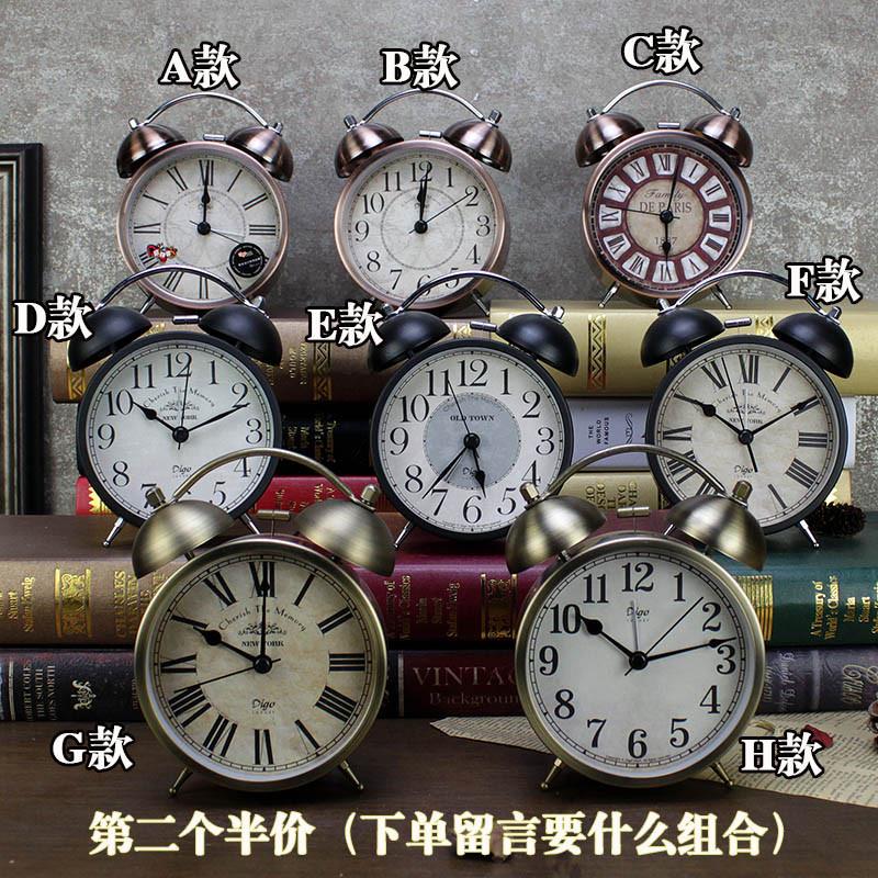 速发美式闹大静座复古闹铃学生床头超钟机械打铃起床神器座钟老式