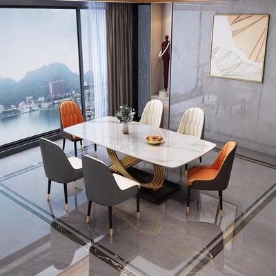 轻奢岩板餐桌椅耐高温长方形饭桌