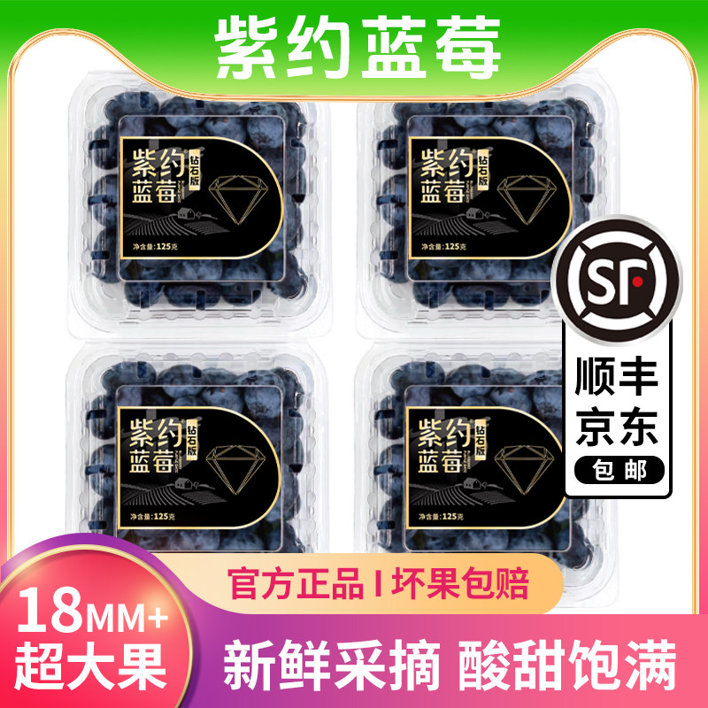 紫约云南高山花香蓝莓新鲜水果现摘现发宝宝孕妇大果包邮125g/盒
