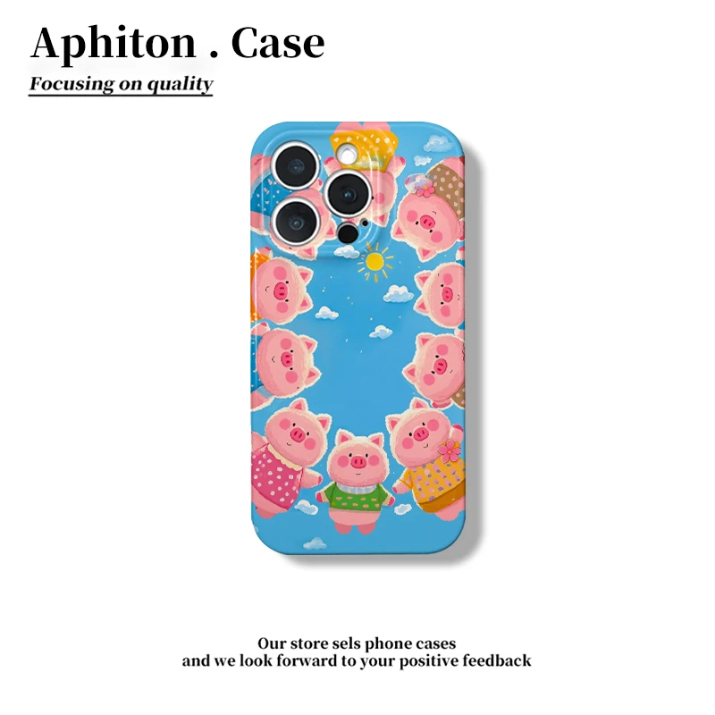 蓝天小猪环绕新款适用苹果16Pro壳iPhone14max小米15华为mate70pura80k60荣耀300x200reno12vivoiqoo13