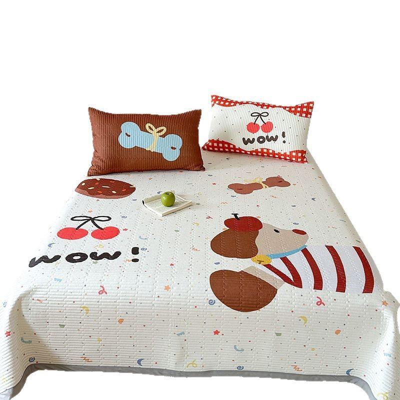 夏季卡腊肠狗大版凉感丝席子三件套m夹nuanbao棉床盖通凉席可爱1.