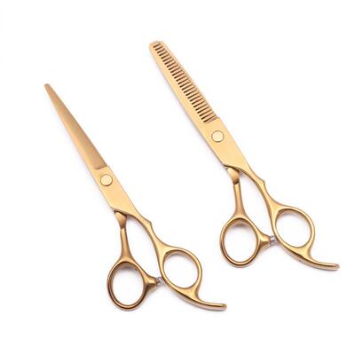 理发剪刀平剪牙剪刘海剪美发剪刀5.56.0寸金色组合套装