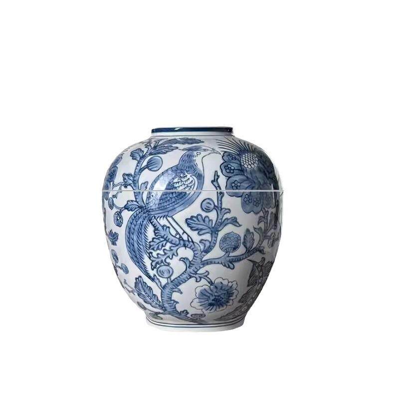 新中式青花瓷花瓶储物罐美式古典玄关新房客厅酒柜家居装饰品摆件