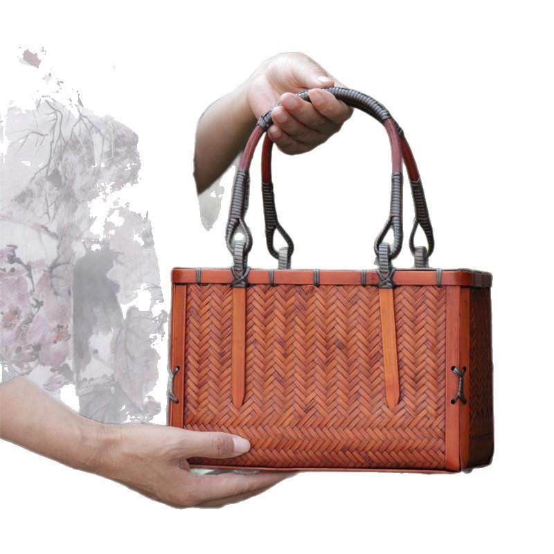 非遗手提竹编包女式提包竹编篮子茶具收纳篮竹制品工艺品大全