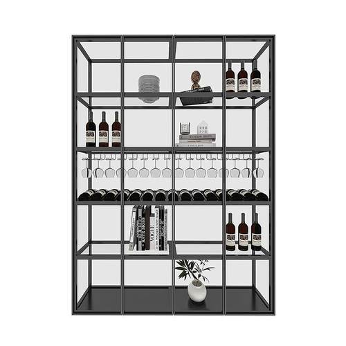 玻璃红酒柜落地展示柜不锈钢装饰酒柜客厅收纳储物柜