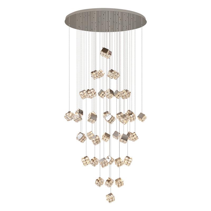 水晶楼梯灯长吊灯旋转大复式墅楼晶厅轻奢别loft公水寓客厅吊灯