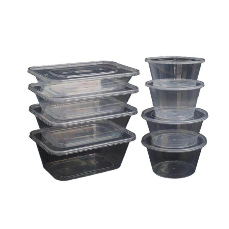 一次性餐盒透明长方形塑料快餐盒饭盒食品级圆形商用外卖盒打包盒