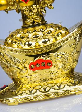 招财树摆件客厅酒柜中式家居装饰工艺品七彩带灯音乐旋转摇钱树