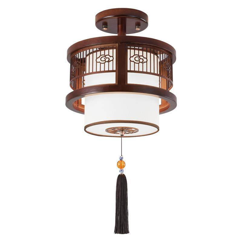 新中式走廊过道吸顶灯中国风卧室书房灯胡桃木色茶室餐厅阳台灯具