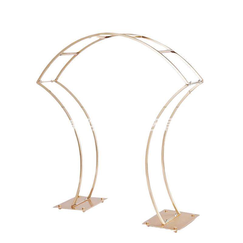 新款婚庆金色电镀拱形桌摆花架婚礼T台路引布置创意道具婚礼装饰