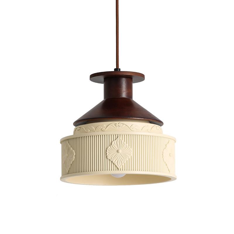 法式树雕脂花吊灯复古实木房间床头灯中风902书房景卧室背墙小吊