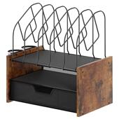 三层网状办公桌收纳盒木质桌面文件整理带抽屉家庭办公收纳架