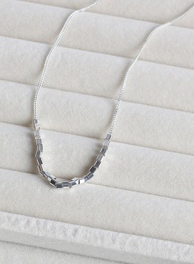 现货速发S项链极简冷淡风设计感小方块轻奢小众简约高级感锁骨链