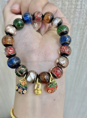 现货速发北京香灰琉璃手串手链吞金兽手链环珠本命年法物流通处香