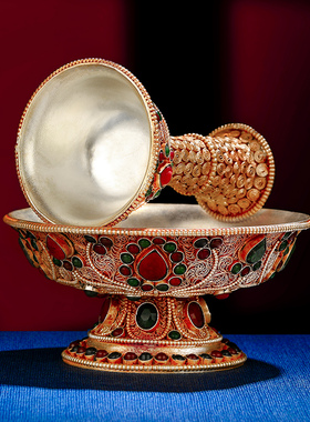 现货速发手工掐丝护法杯尼泊尔纯铜供杯藏式供杯用品中号1cm