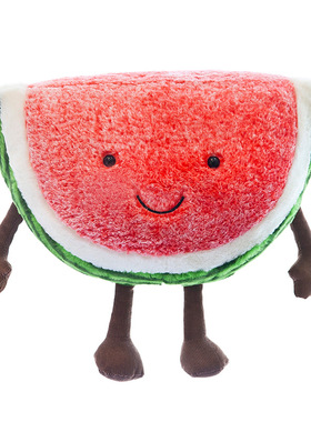 快速发货仿真西瓜公n仔玩偶布娃娃床上抱枕圆形樱桃红色毛绒玩具5
