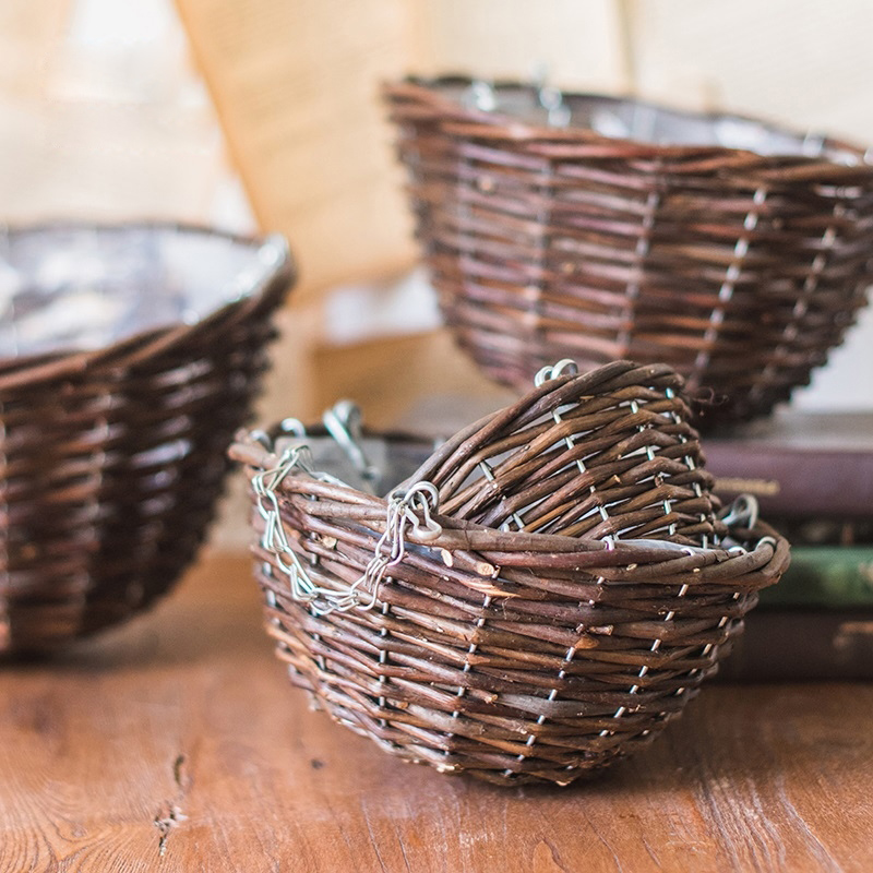 现货速发柳编经典吊篮吊兰花篮花盆花器欧式美式田园乡村