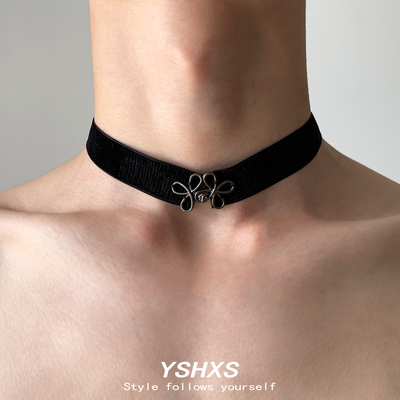 中式丝绒choker黑色项链