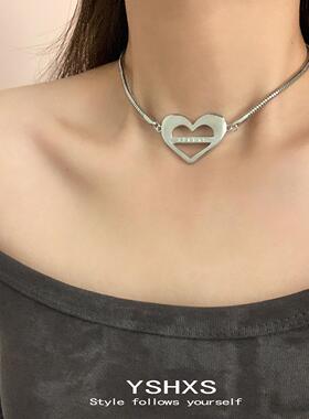 男女小众高级冷淡风爱心锁骨链