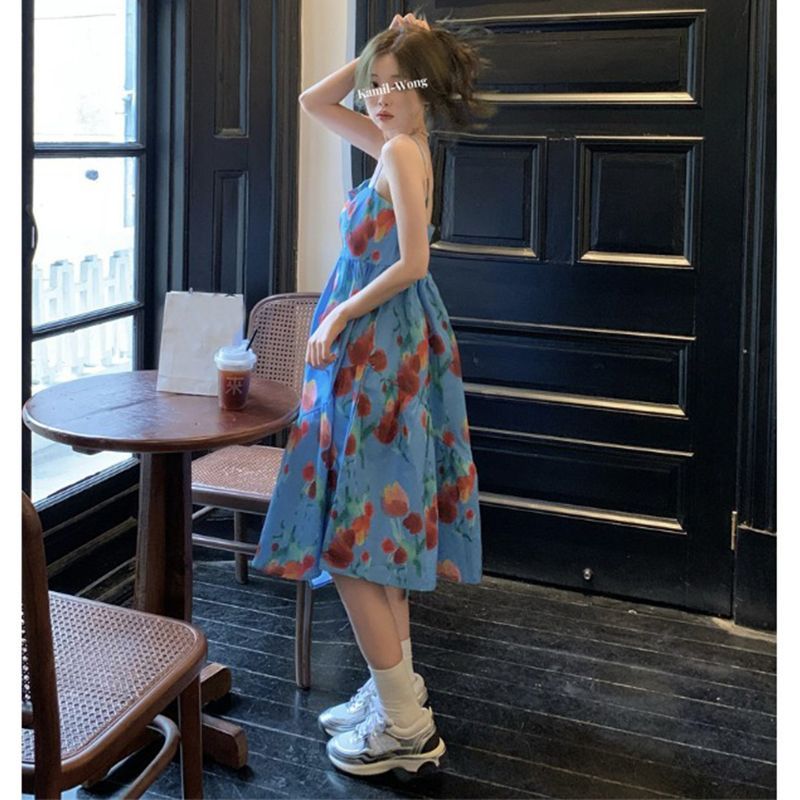 郁金香吊带连衣裙女装夏