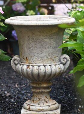欧式高脚大花盆阳台花园别墅仿古罗马柱风格摄影道具家居装饰
