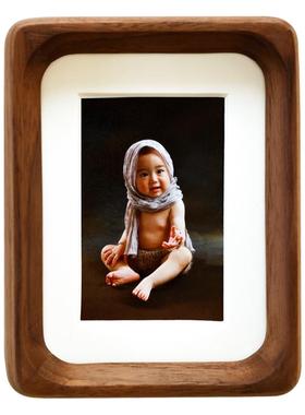 实木相框摆台定制diny6寸/7寸/8寸榫卯挂墙结婚照高级感画框全家