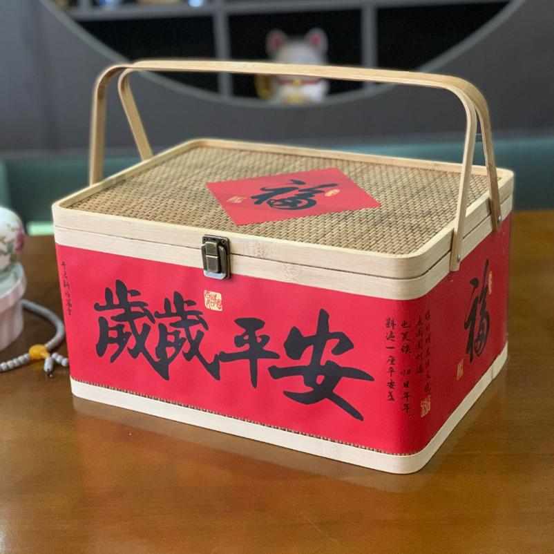 竹篮空盒子手工竹编端午节粽子提篮春节年货礼品竹包装月饼竹包装