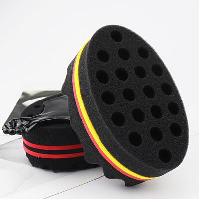 跨境barbershop烫发海绵男士卷发造型打理工具美发双面大小孔海绵