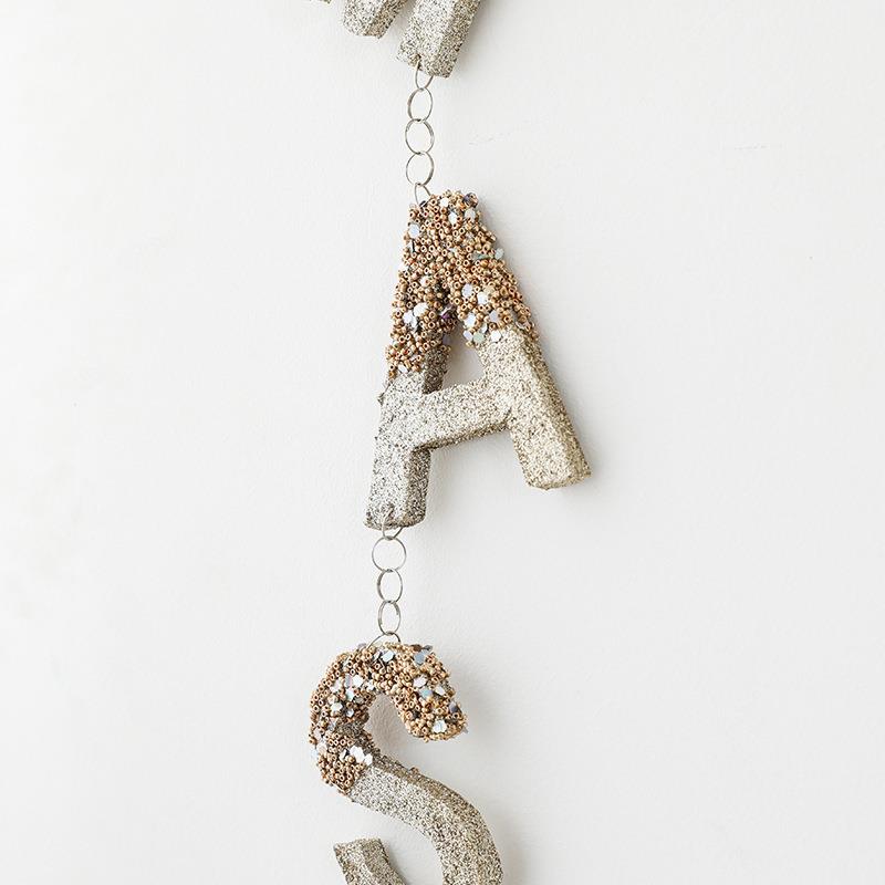 圣诞节 装饰挂件彩色MERRYXMAS链条木质字母串单条装圣诞树装饰品