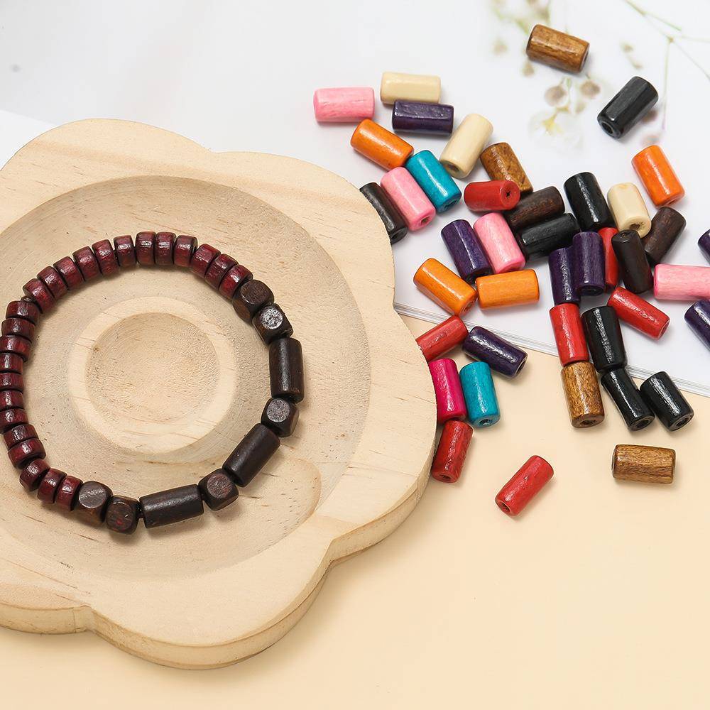 彩色木质管珠串珠散珠子手串配饰 手工制作手链首饰品配件