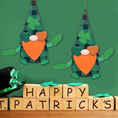 圣帕特里克节装饰无纺布挂件爱尔兰节派对聚会布置鲁道夫娃娃挂饰