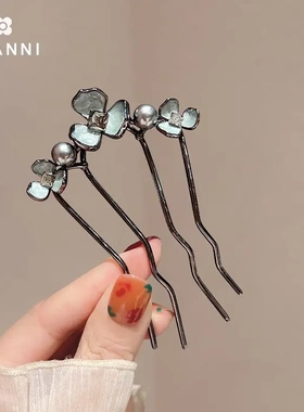 法式插梳高级感花朵四齿盘发发梳后脑勺发簪简约百搭款式直销
