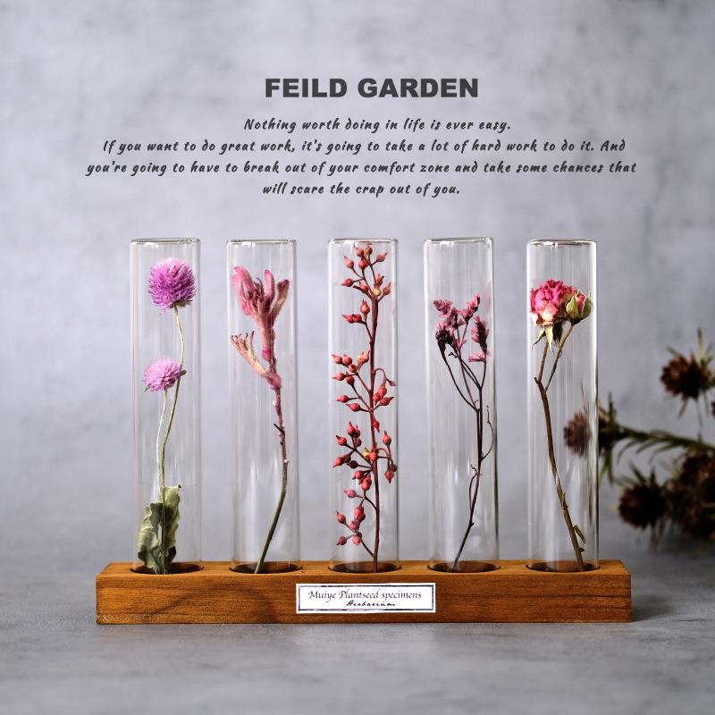 玻璃试管植物标本花卉昆虫树叶干枝真花桌面装饰摆件复古创意礼物