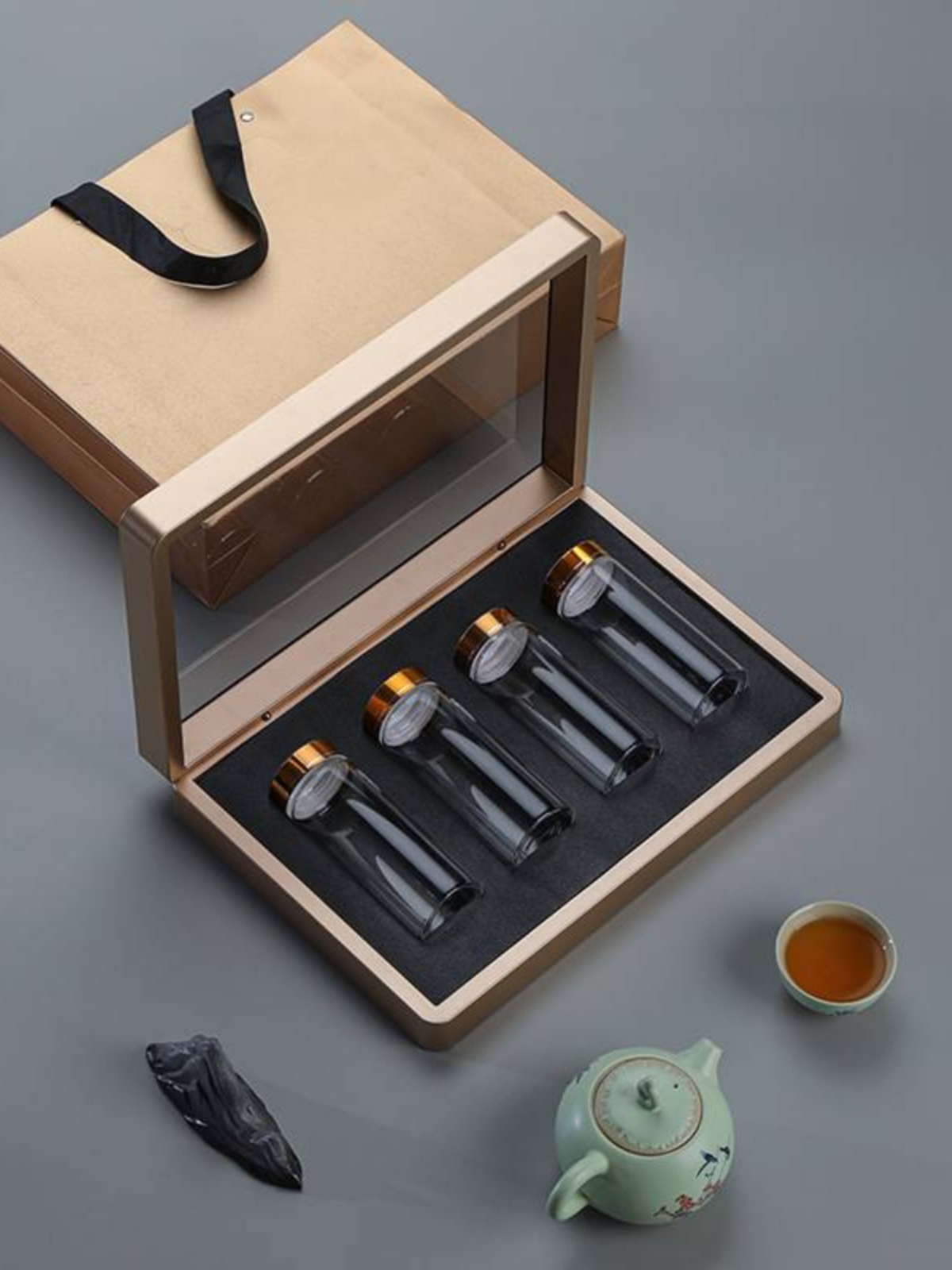 高档茶叶包装盒空礼盒太平猴魁4罐/6罐绿茶礼盒天窗有机盒