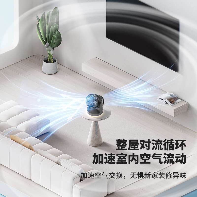 25年新品ZK04可摇头双头风扇循环风扇高颜值夜灯小风扇桌面风扇