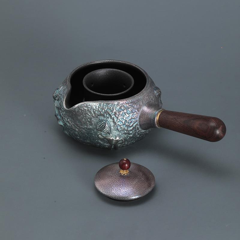 壶容鎏烧银煮茶大量陶瓷粗陶提梁壶水壶侧干烧壶把壶单茶壶家用