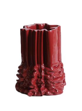 现代白色红色堆积堆堆抽象异型几何树脂花插花瓶客厅装饰摆件