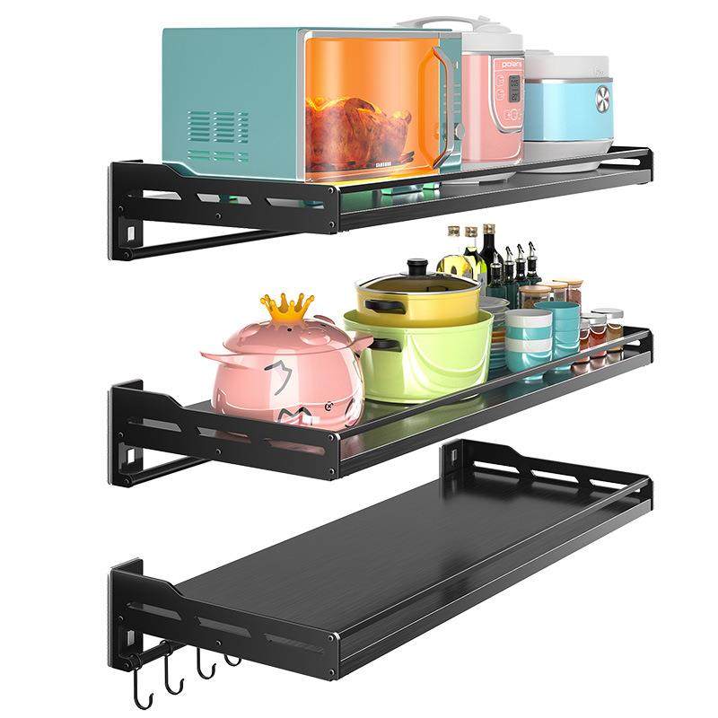 不锈钢壁挂式免打孔厨房置物架挂墙上家用调料烤箱微波炉收纳架,厨房/烹饪用具,抹布架/厨房清洁收纳架,淘宝优惠券,粉丝福利购,淘宝优惠卷