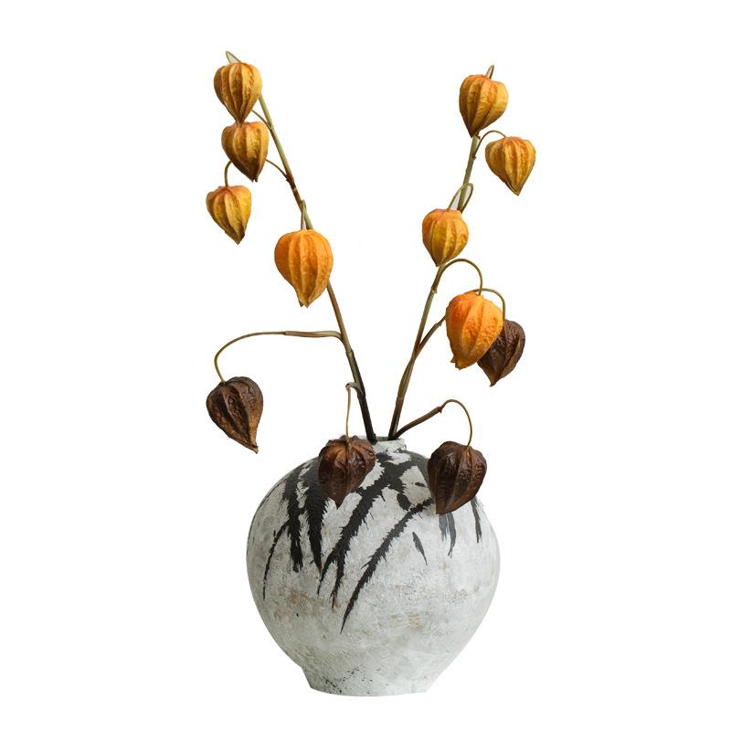 水侘寂风陶花瓷干装饰花CCN鲜花客墨厅插花摆件瓶玄关高级感花器