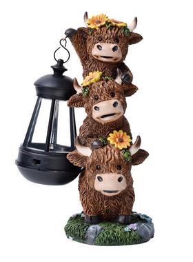 萌粒牛吊灯树脂太阳能户外灯家居动物户外雕像庭院路径装饰品