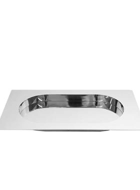 现代极简创意几何不锈钢托盘样板间售楼处酒店客厅茶几摆盘装饰品