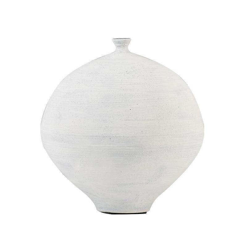 中式日式复古侘寂风大肚小口插花瓶白色粗陶瓷罐花器样板间装饰品