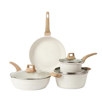 花岗岩锅具套装麦饭石不粘锅套装平底锅炒锅汤锅7PCS锅具套件