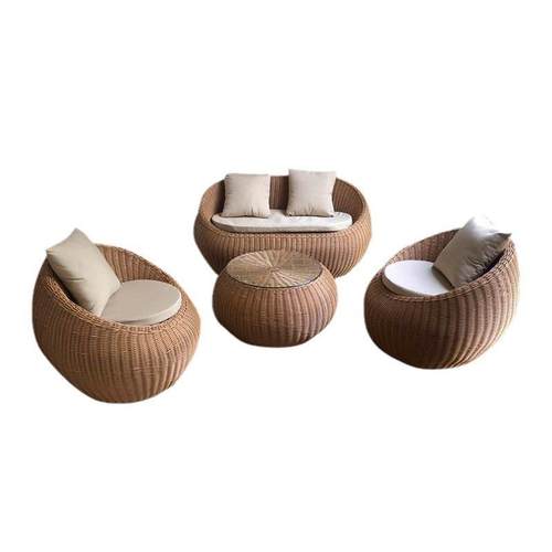 户外藤编沙发茶几组合阳台藤艺室外休闲庭院露天花园家具圆形藤椅