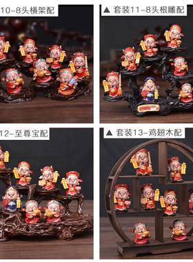 僮烨Q版五路财神爷摆件办公室桌面配展架店铺乔迁礼品家居玄关装