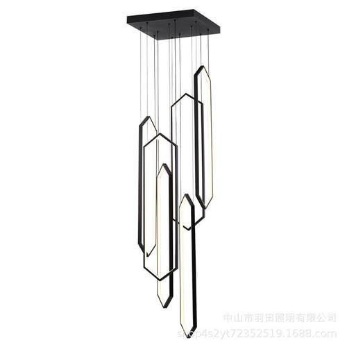 别墅楼梯吊灯复式楼现代简约公寓旋转LOFT长吊灯客厅楼梯间长条灯