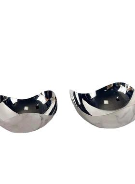 简约现代不锈钢几何镜面创意圆形托盘客厅茶几桌面收纳盘摆件