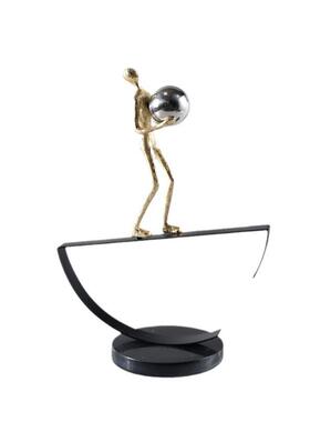 北欧玄关卧室书房客厅桌面家居饰品创意抽象杂技运动人物金属摆件