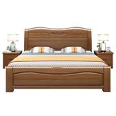 新中式 金丝胡桃木床卧室双人1.8米实木大床单人床1.5m储物主卧床